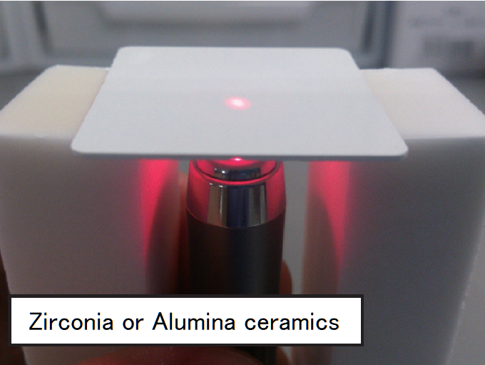 Picture of zirconia or alumina ceramics exposed to laser light