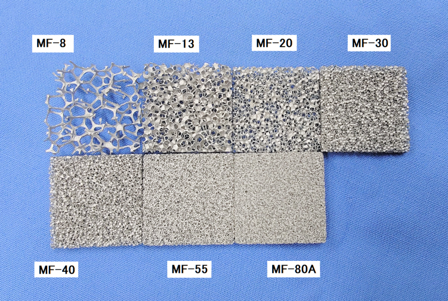 金属多孔質体のメッシュ番手ごとの比較写真